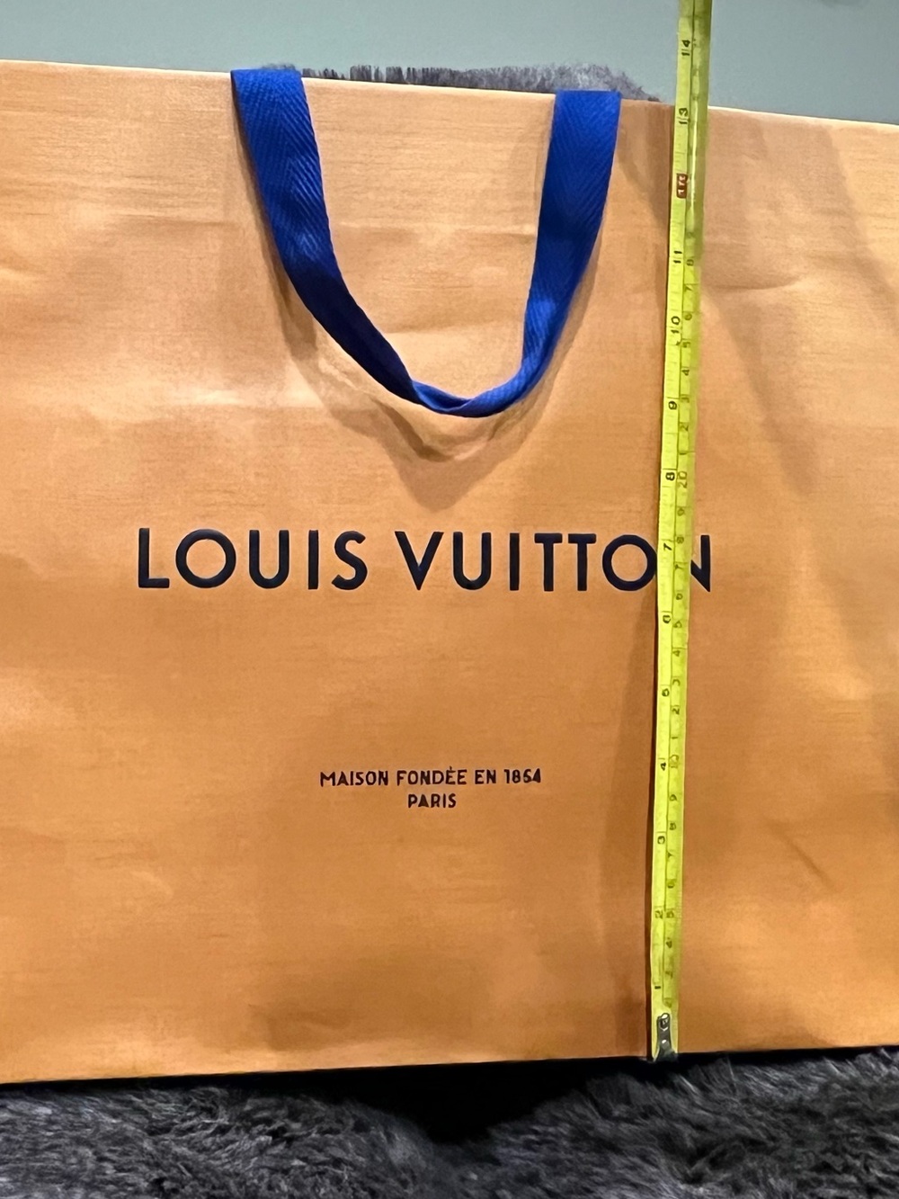 Authentic Louis Vuitton Orange Shopping Bag with Blue Ribbon Handles - Picture 8 of 11